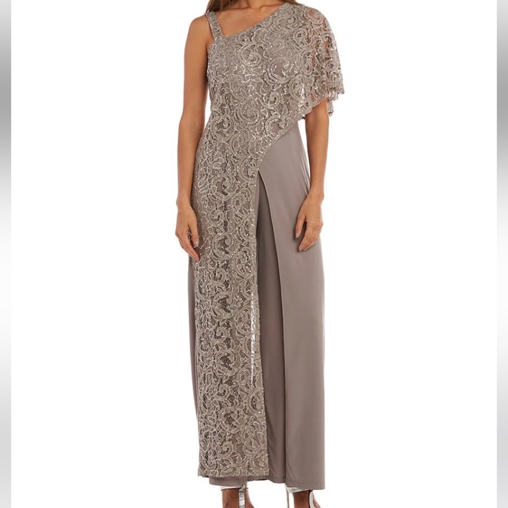 Embroidered Sequin One Shoulder Short Sleeve Jumpsuit